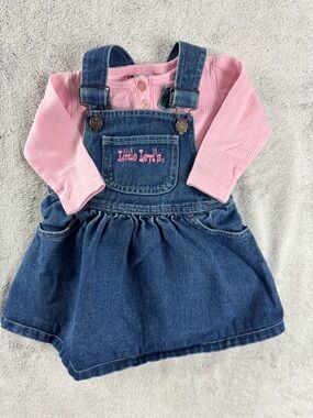 Vintage Little Levis Denim Jumper with Pink Top 24 Months